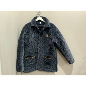 Vintage Quilted Women's Jacket Royal Emblem Orange Trim Blue Unisex‎ XXL